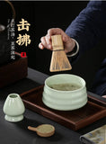 Charger l'image dans la visionneuse de la galerie, Kit Matcha Japonais Rustique – Bol Matcha Vert Texturé et Fouet Matcha pour THÉ MATCHA - Oshi Matcha