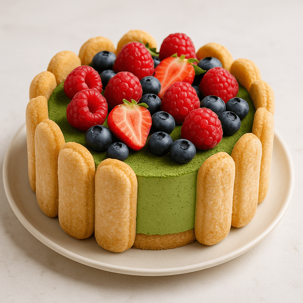 Charlotte au Matcha et Fruits Rouges : L’élégance d’un dessert intemporel revisité - Oshi Matcha