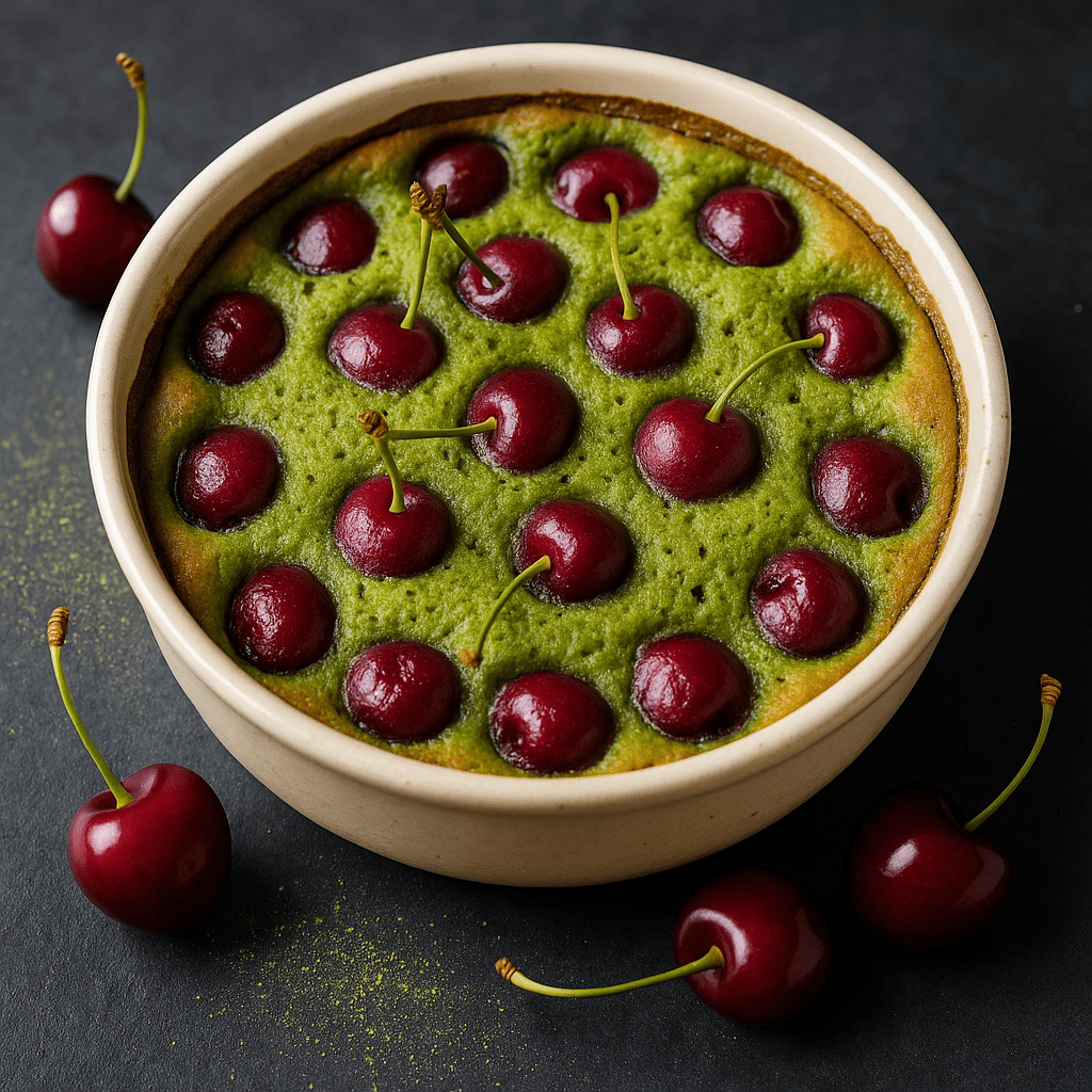 Clafoutis au Matcha et Cerises : Tradition revisitée avec élégance japonaise - Oshi Matcha