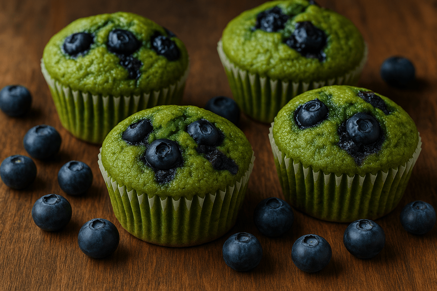 Muffins au Matcha et aux Myrtilles : Une douceur colorée et fruitée - Oshi Matcha