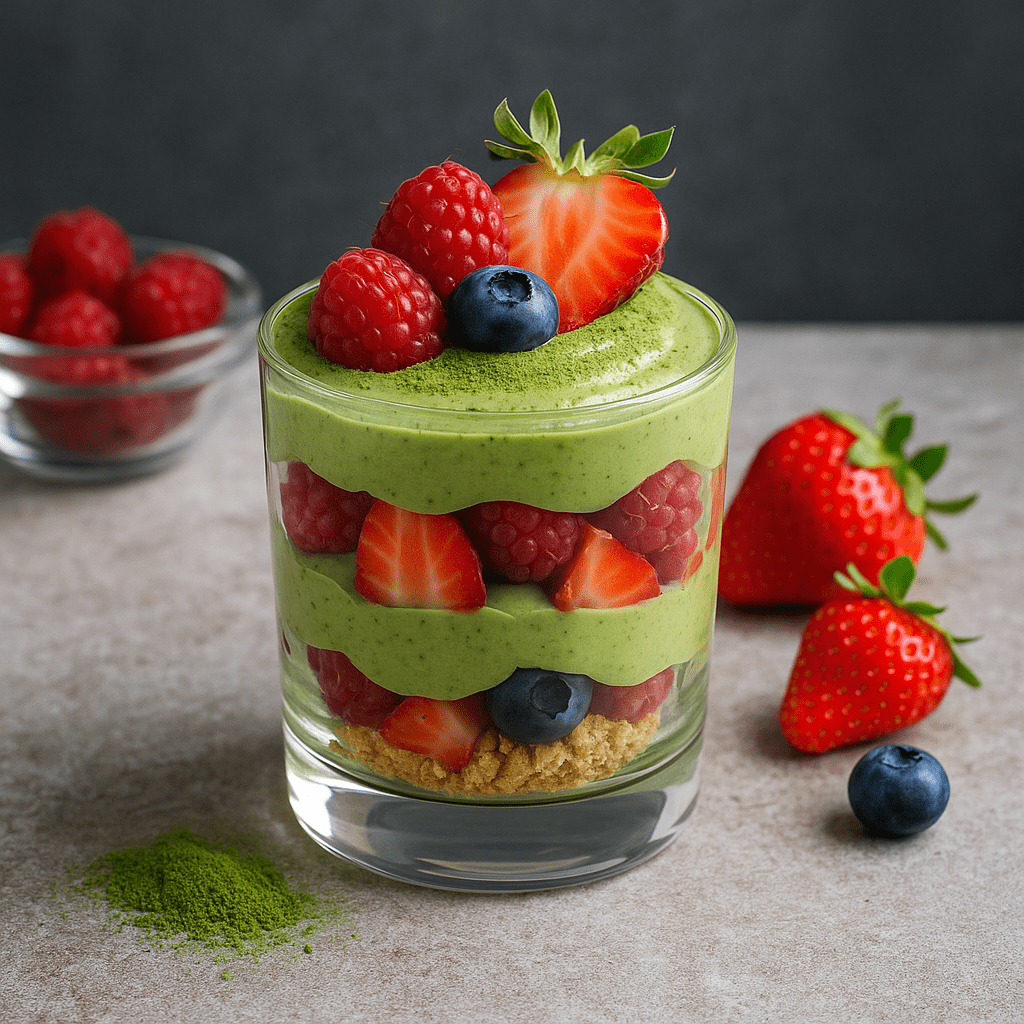 Parfait au Matcha et Fruits Rouges : Fraîcheur et élégance en verrine - Oshi Matcha