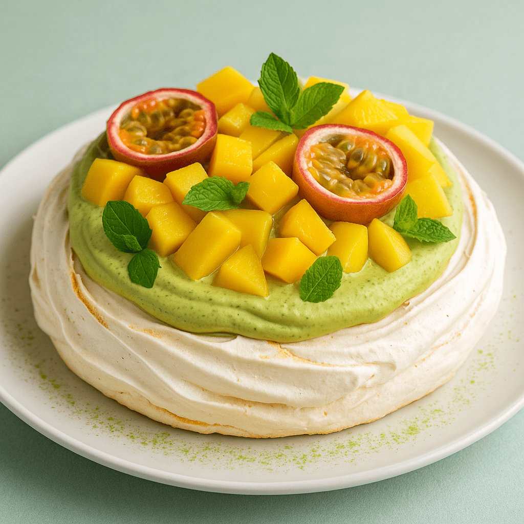 Pavlova au Matcha et Fruits Exotiques : L’élégance croustillante - Oshi Matcha
