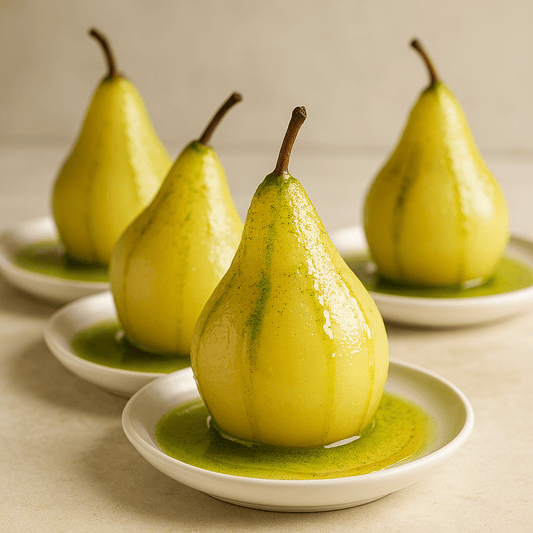 Poires Pochées au Matcha et Miel : l’élégance d’un dessert fruité - Oshi Matcha