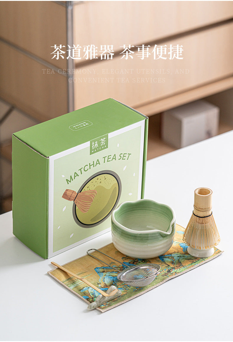 Kit Matcha Floral Vert – Bol Matcha Céramique et Fouet Matcha pour THÉ MATCHA