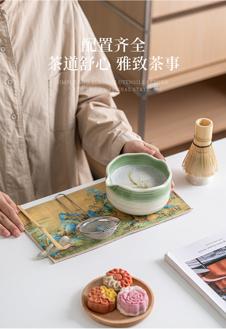 Kit Matcha Floral Vert – Bol Matcha Céramique et Fouet Matcha pour THÉ MATCHA