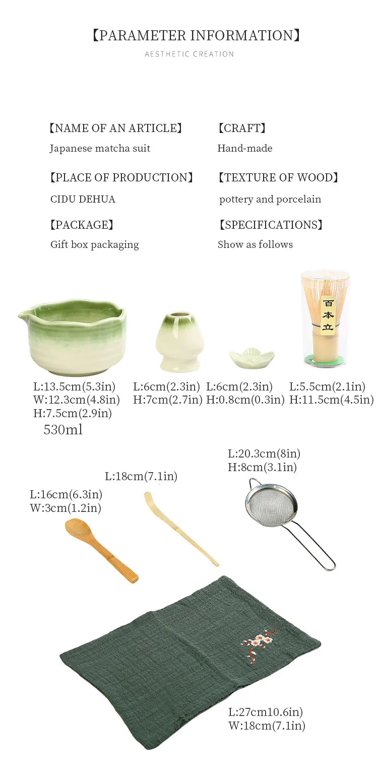 Kit Matcha Floral Vert – Bol Matcha Céramique et Fouet Matcha pour THÉ MATCHA