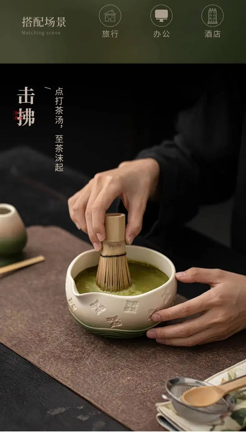 Kit Matcha Sakura Dégradé – Bol Matcha Céramique et Fouet Matcha pour THÉ MATCHA