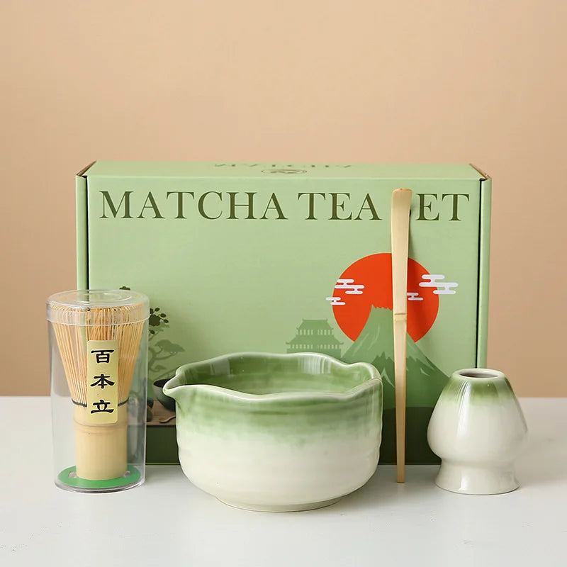 Kit Matcha Floral Vert – Bol Matcha Céramique et Fouet Matcha pour THÉ MATCHA