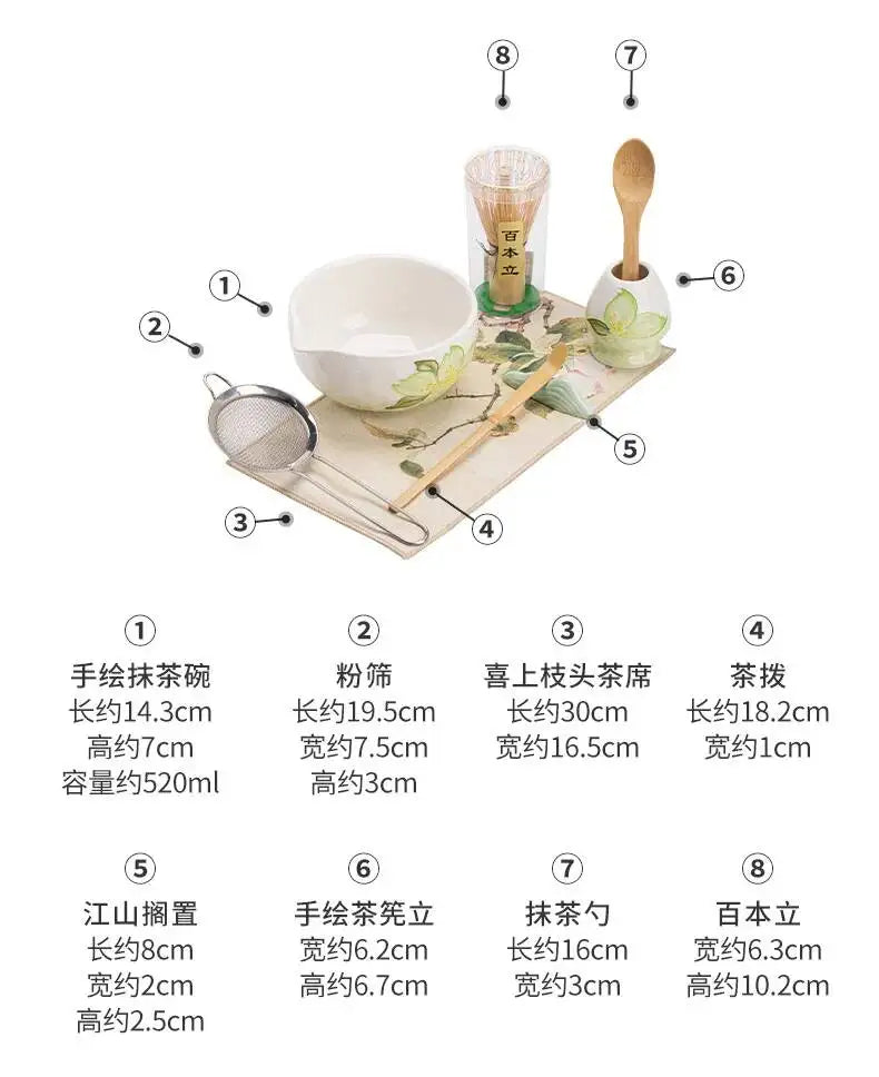 Kit Matcha Floral Japonais – Bol Matcha Fleuri et Fouet Matcha pour THÉ MATCHA