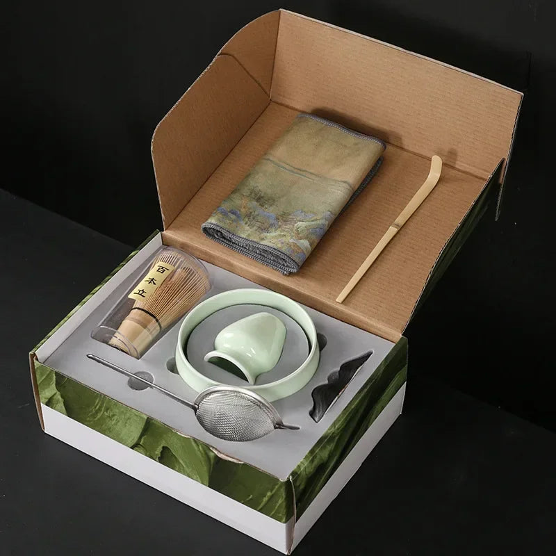 Kit Matcha Japonais Rustique – Bol Matcha Vert Texturé et Fouet Matcha pour THÉ MATCHA