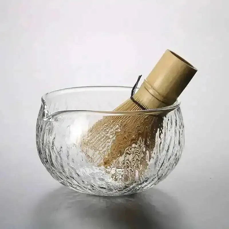 Bol Matcha en Verre Texturé – Bol Matcha Transparent pour THÉ MATCHA