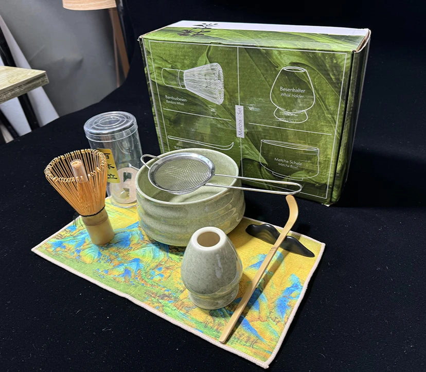 Kit Matcha Japonais Rustique – Bol Matcha Vert Texturé et Fouet Matcha pour THÉ MATCHA