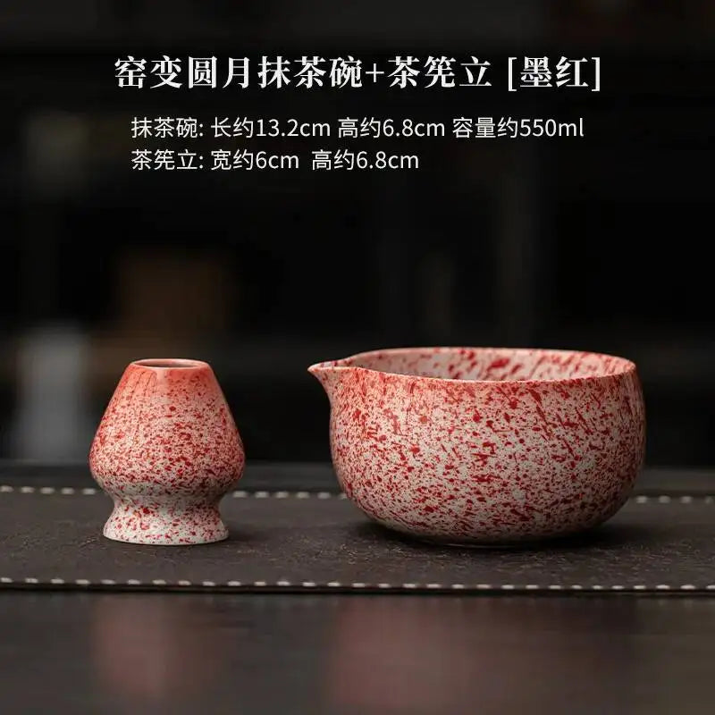Kit Matcha Rouge Japonais – Bol Matcha Texturé et Fouet Matcha pour THÉ MATCHA