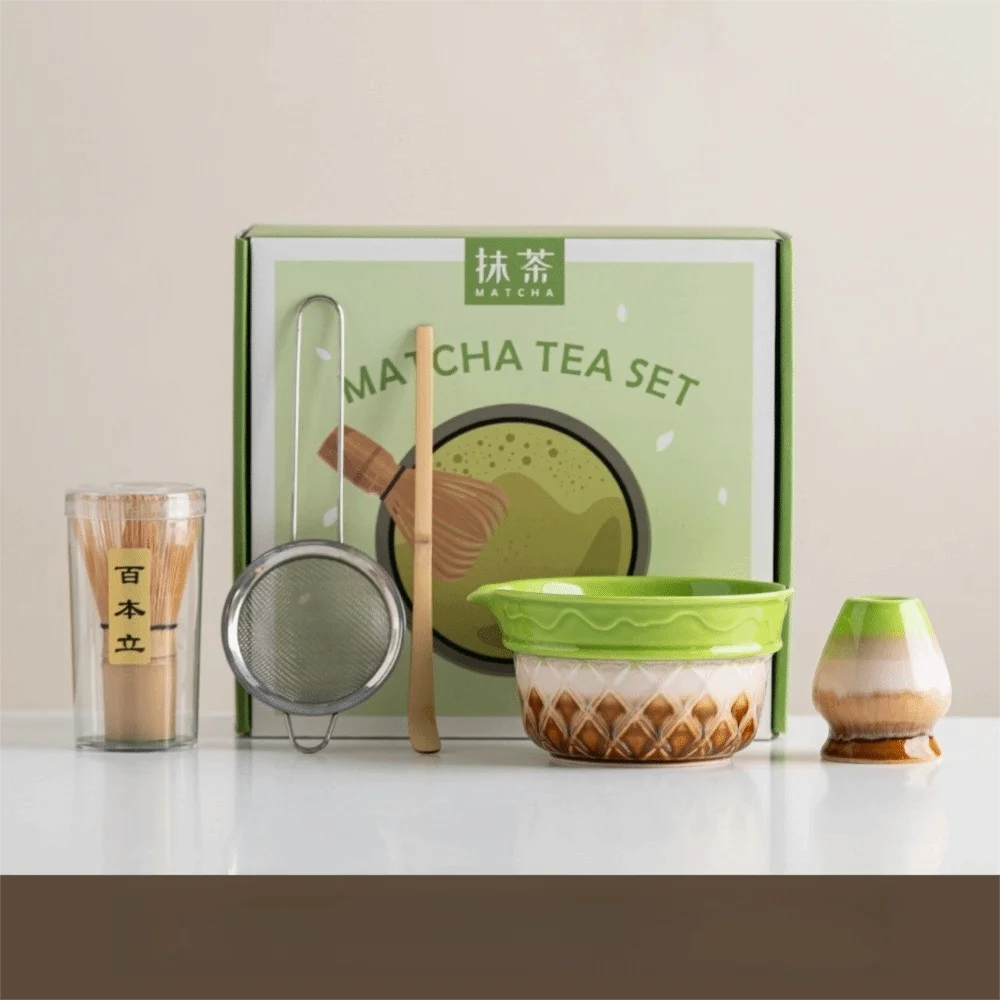 Kit Matcha Dégradé Rose – Bol Matcha avec Bec Verseur et Fouet Matcha pour THÉ MATCHA