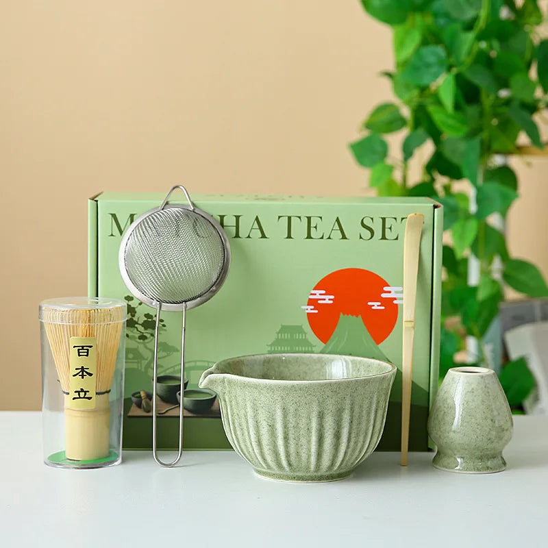 Kit Matcha Floral Vert – Bol Matcha Céramique et Fouet Matcha pour THÉ MATCHA