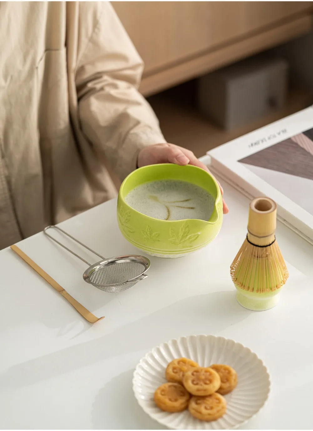 Kit Matcha Japonais Complet – Bol Matcha Vert, Fouet Matcha et Accessoires pour THÉ MATCHA