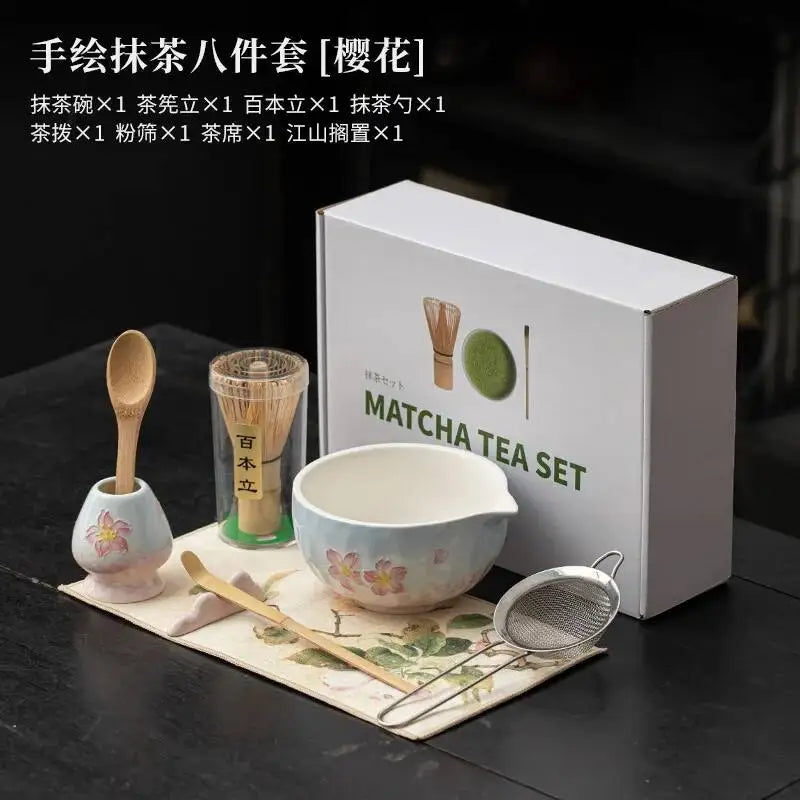 Kit Matcha Floral Japonais – Bol Matcha Fleuri et Fouet Matcha pour THÉ MATCHA