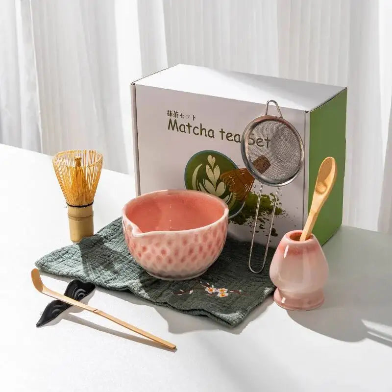 Kit Matcha Japonais Rose – Bol Matcha Céramique et Fouet Matcha pour THÉ MATCHA