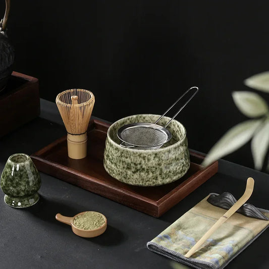 Kit Matcha Japonais Rustique – Bol Matcha Vert Texturé et Fouet Matcha pour THÉ MATCHA