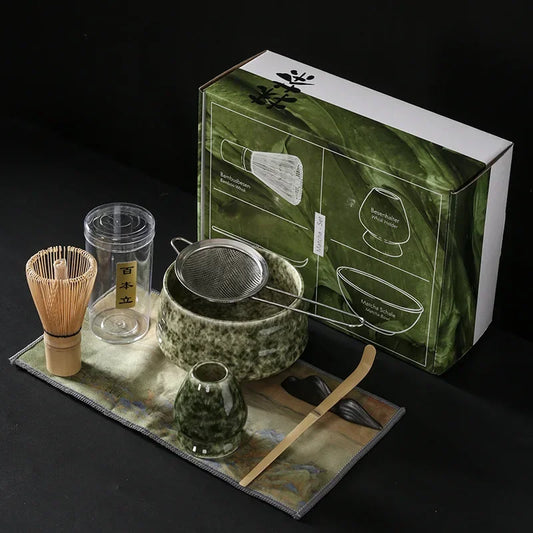 Kit Matcha Japonais Rustique – Bol Matcha Vert Texturé et Fouet Matcha pour THÉ MATCHA
