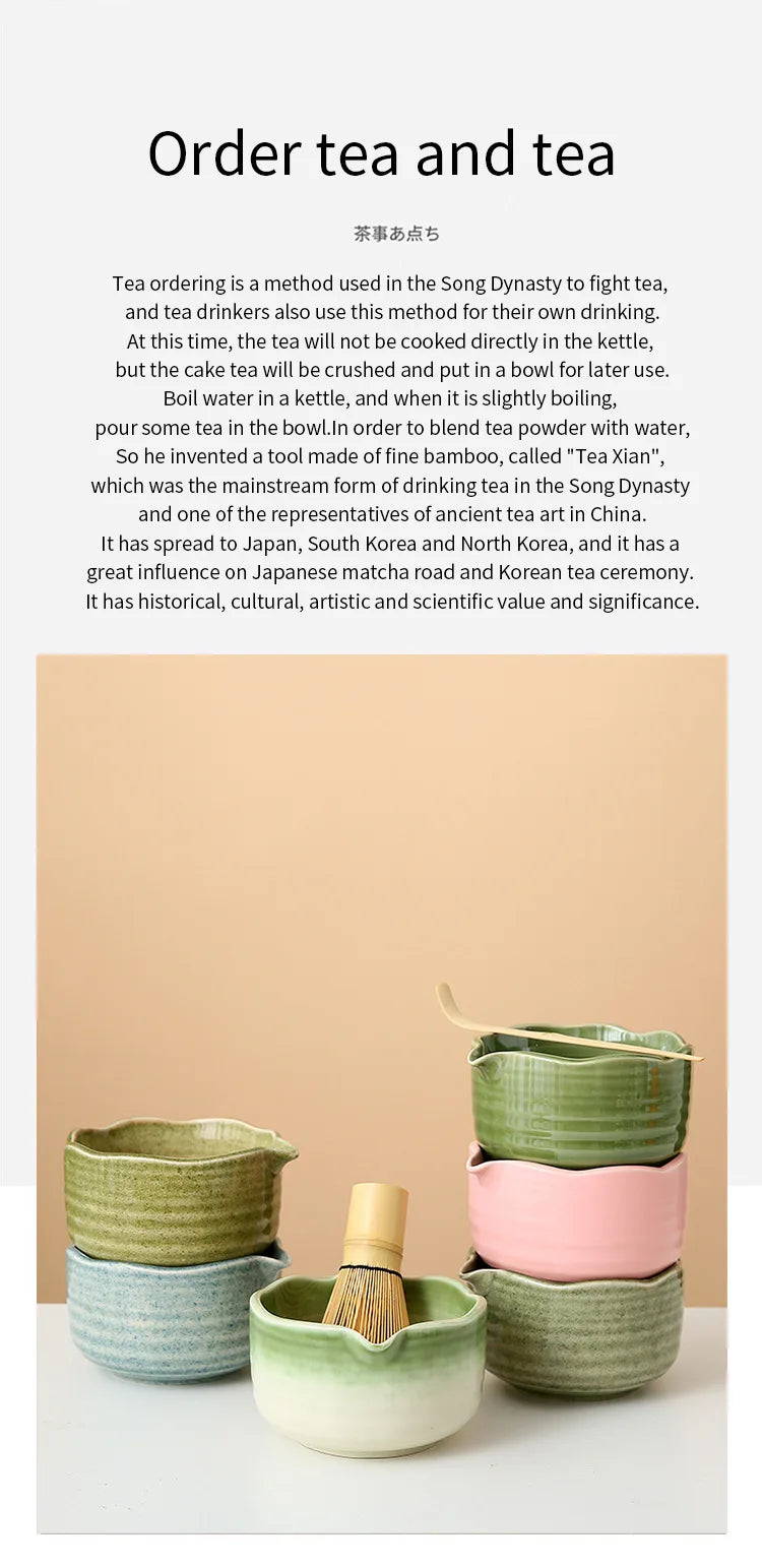 Kit Matcha Floral Vert – Bol Matcha Céramique et Fouet Matcha pour THÉ MATCHA