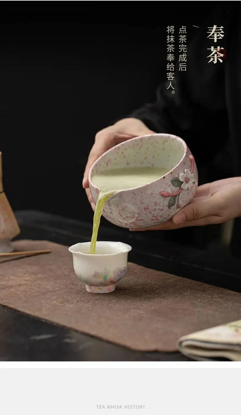Kit Matcha Fleur Artisanale – Bol Matcha Céramique et Fouet Matcha pour THÉ MATCHA