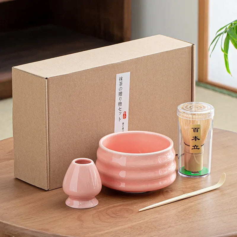 Kit Matcha Rose Céramique – Set Matcha Japonais pour THÉ MATCHA