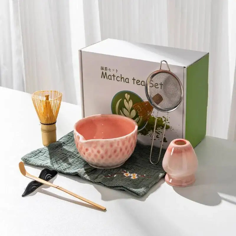Kit Matcha Japonais Rose – Bol Matcha Céramique et Fouet Matcha pour THÉ MATCHA