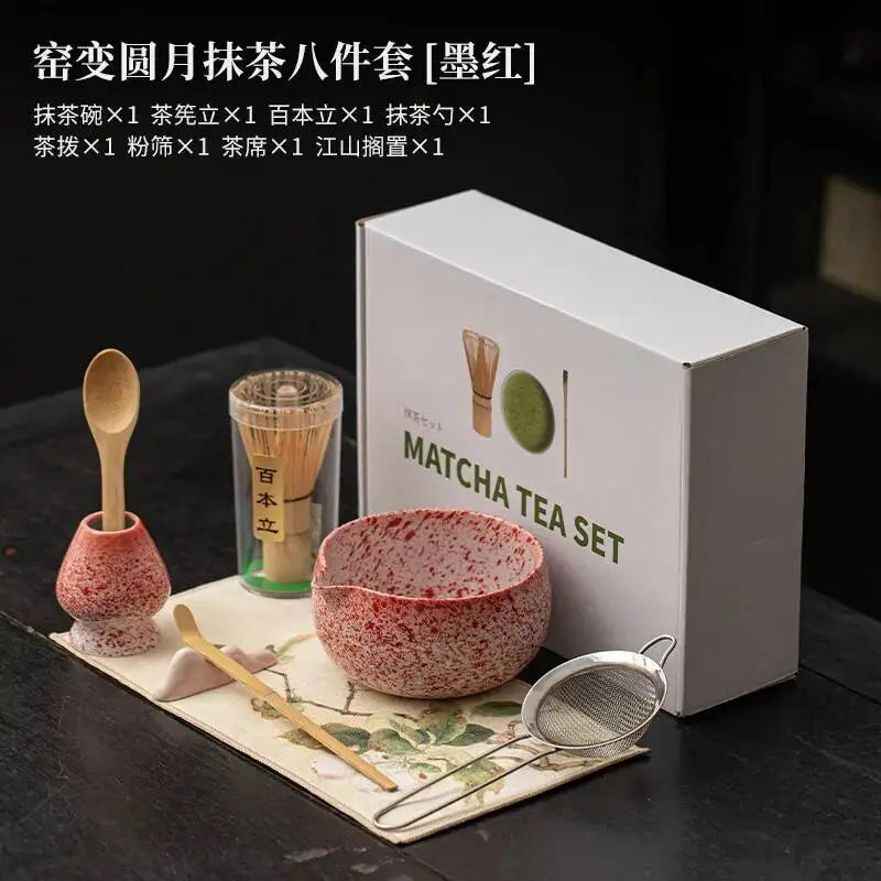Kit Matcha Rouge Japonais – Bol Matcha Texturé et Fouet Matcha pour THÉ MATCHA