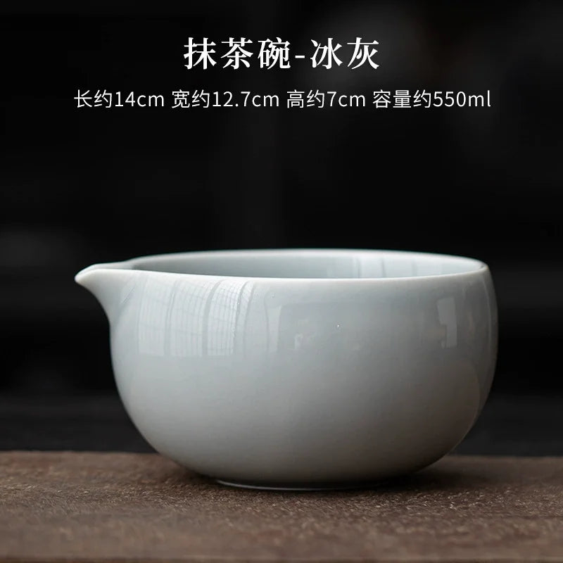 Coffret Matcha Floral Bleu – Rituel Japonais avec Fouet Bambou