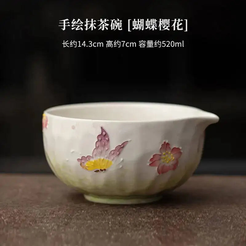 Kit Matcha Floral Japonais – Bol Matcha Fleuri et Fouet Matcha pour THÉ MATCHA