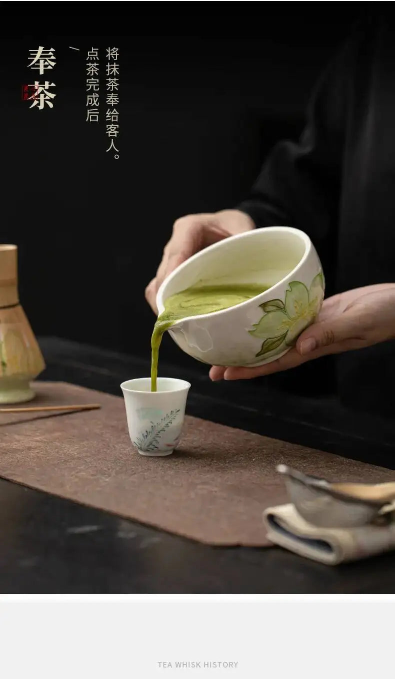 Kit Matcha Floral Japonais – Bol Matcha Fleuri et Fouet Matcha pour THÉ MATCHA