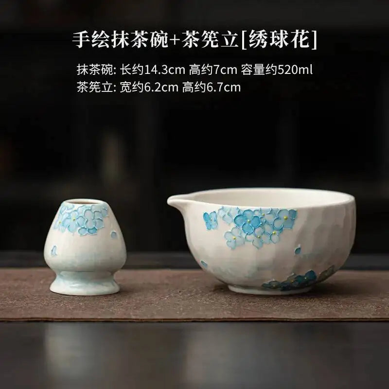 Kit Matcha Floral Japonais – Bol Matcha Fleuri et Fouet Matcha pour THÉ MATCHA