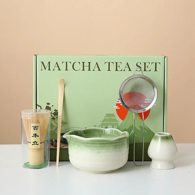 Kit Matcha Floral Vert – Bol Matcha Céramique et Fouet Matcha pour THÉ MATCHA
