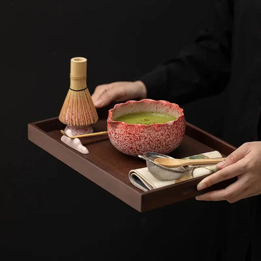 Kit Matcha Rouge Japonais – Bol Matcha Texturé et Fouet Matcha pour THÉ MATCHA