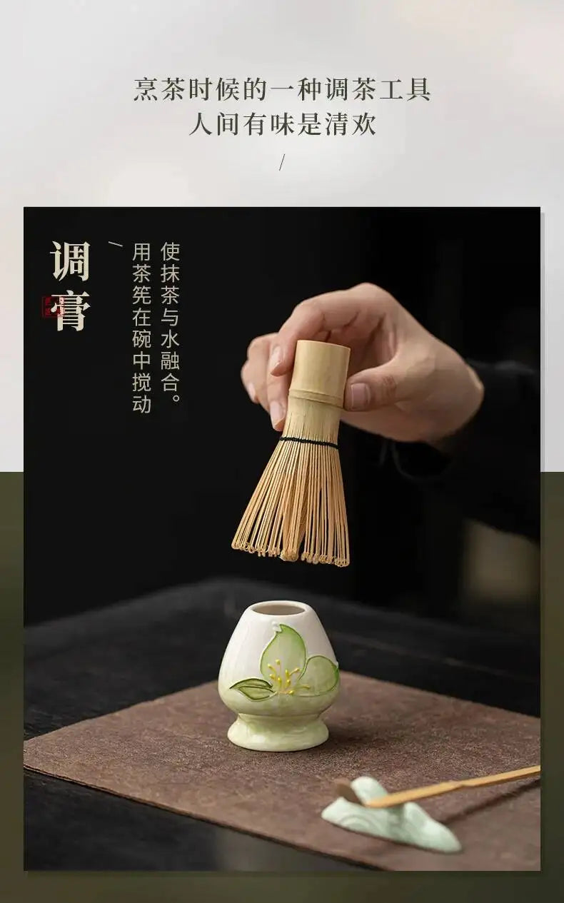 Kit Matcha Floral Japonais – Bol Matcha Fleuri et Fouet Matcha pour THÉ MATCHA