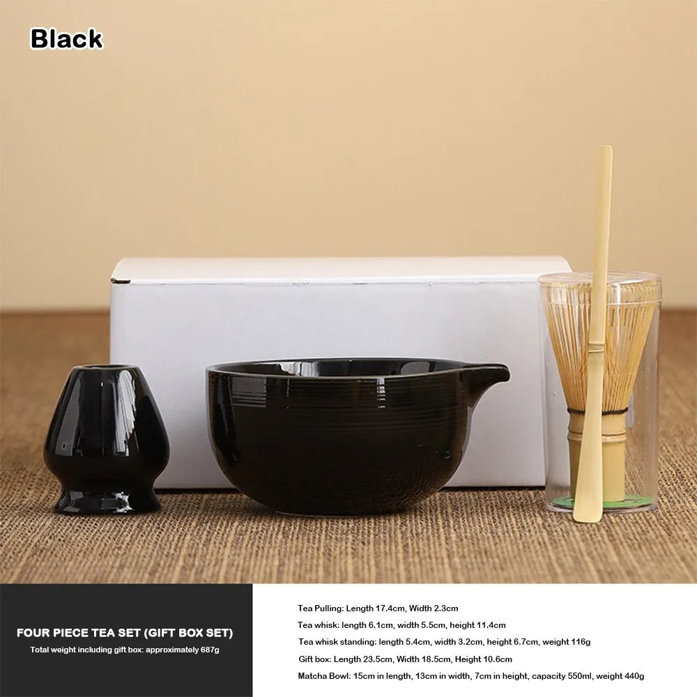 Kit Matcha Noir Élégant – Bol Matcha Céramique et Fouet Matcha pour THÉ MATCHA