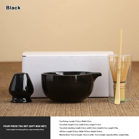 Kit Matcha Noir Élégant – Bol Matcha Céramique et Fouet Matcha pour THÉ MATCHA