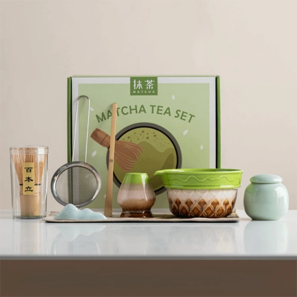 Kit Matcha Dégradé Rose – Bol Matcha avec Bec Verseur et Fouet Matcha pour THÉ MATCHA