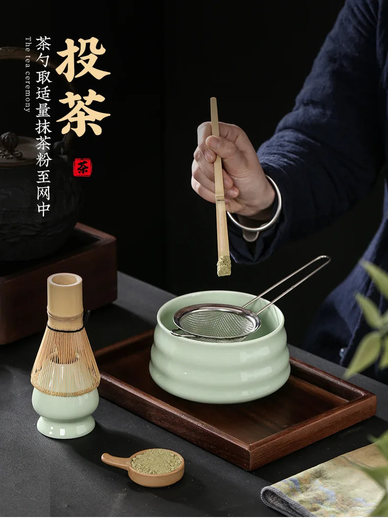 Kit Matcha Japonais Rustique – Bol Matcha Vert Texturé et Fouet Matcha pour THÉ MATCHA