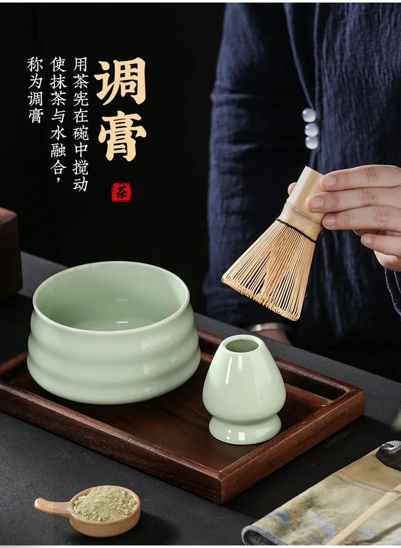 Kit Matcha Japonais Rustique – Bol Matcha Vert Texturé et Fouet Matcha pour THÉ MATCHA
