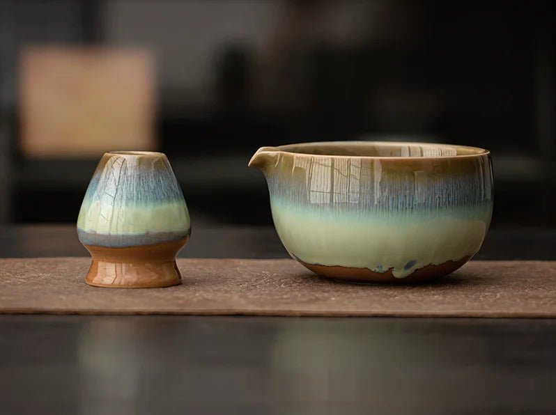 Bol Matcha Bleu Dégradé – Bol à Matcha avec Bec Verseur pour THÉ MATCHA - Oshi Matcha