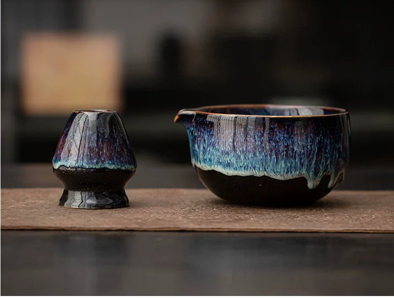 Bol Matcha Bleu Dégradé – Bol à Matcha avec Bec Verseur pour THÉ MATCHA - Oshi Matcha