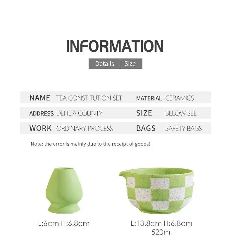 Bol Matcha Rose Damier – Bol Céramique et Support Fouet - Oshi Matcha