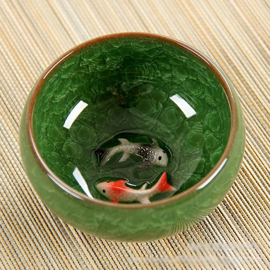 Bol Matcha – The Matcha – Bleu Profond Motif Poisson Koi - Oshi Matcha