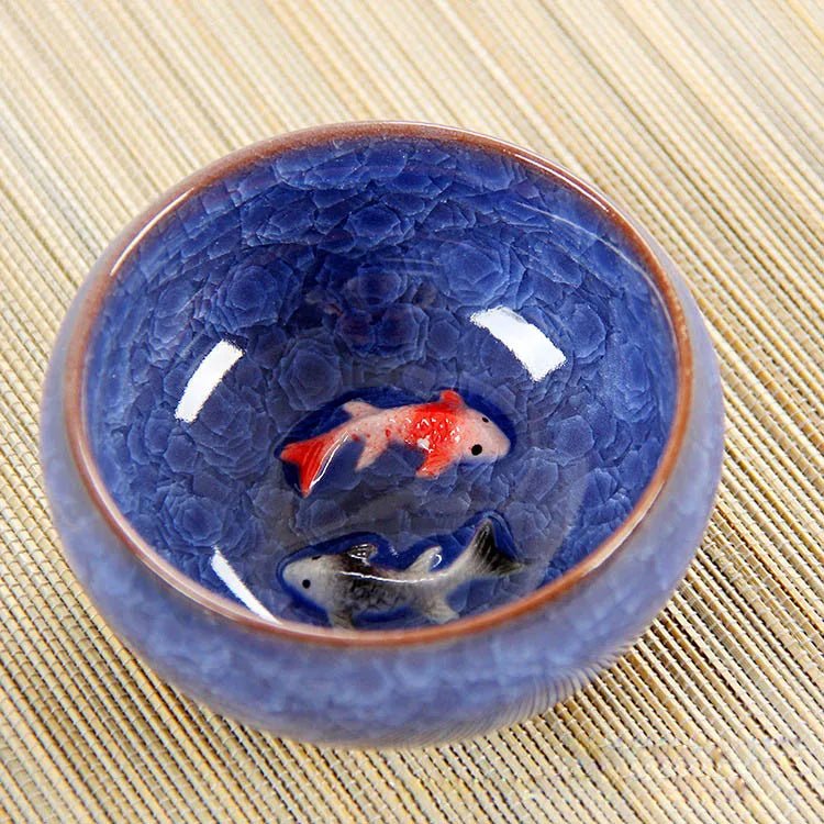 Bol Matcha – The Matcha – Bleu Profond Motif Poisson Koi - Oshi Matcha