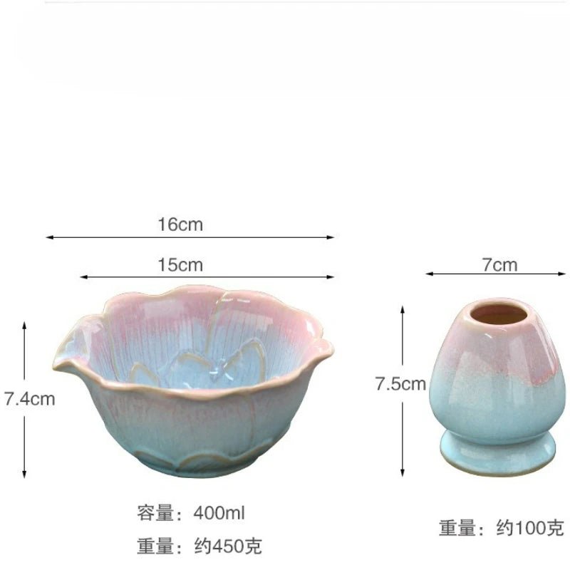 Bol Matcha – The Matcha – Floral Rose avec Support Fouet - Oshi Matcha
