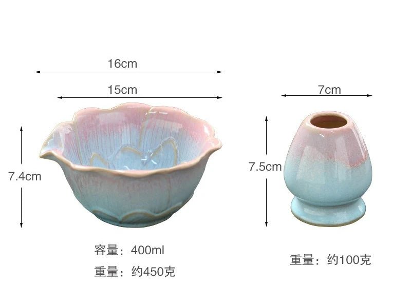 Bol Matcha – The Matcha – Floral Rose avec Support Fouet - Oshi Matcha