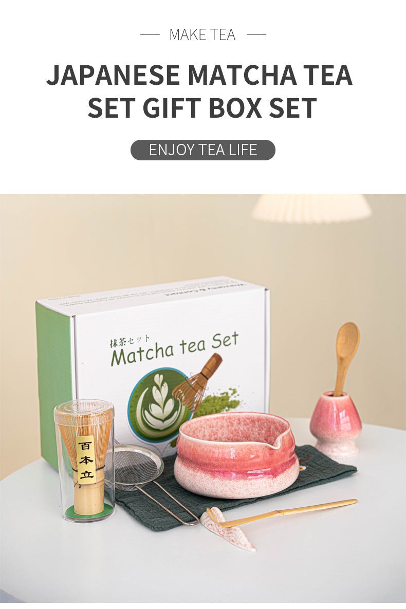 Coffret Matcha Corail – Rituel Japonais avec Fouet Bambou - Oshi Matcha