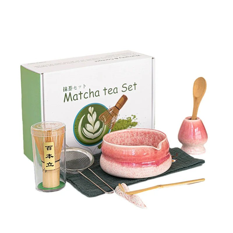 Coffret Matcha Corail – Rituel Japonais avec Fouet Bambou - Oshi Matcha